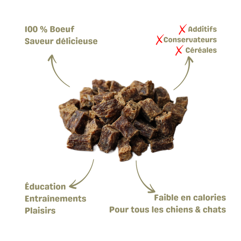 Friandise naturelle pour chien et chat délices de boeuf description