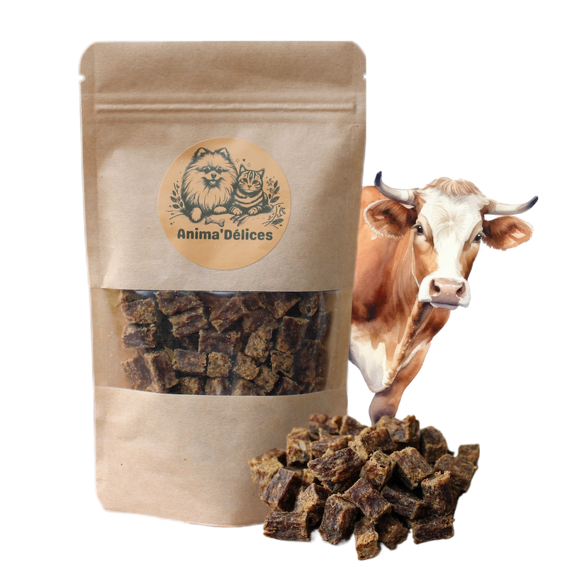 Friandise naturelle pour chien et chat délices de boeuf emballage