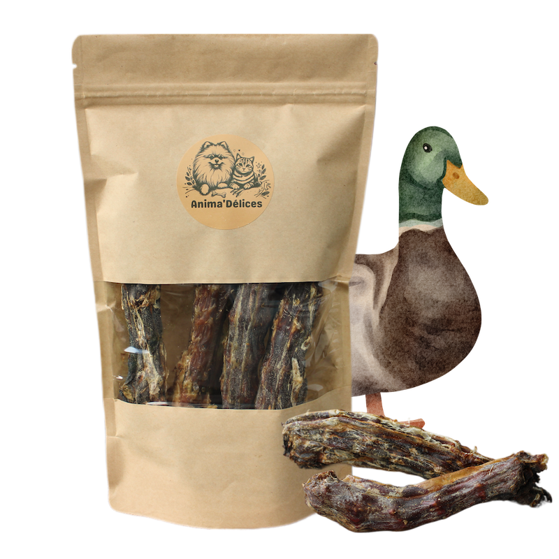 Friandise naturelle saine pour chien-cous de canard emballage