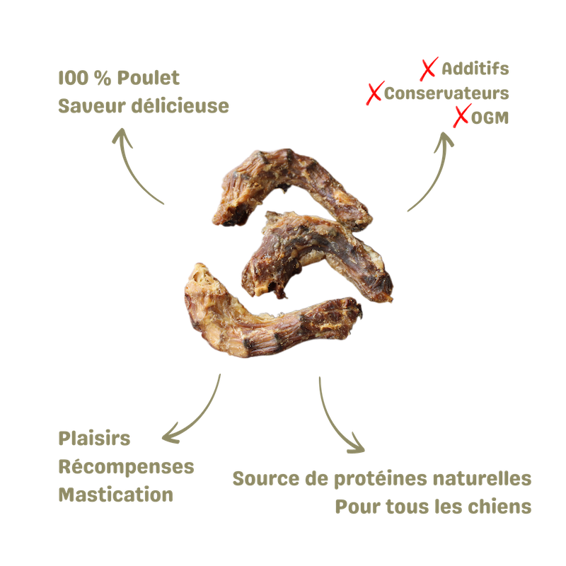 friandise naturelle saine pour chien cous de poulet description