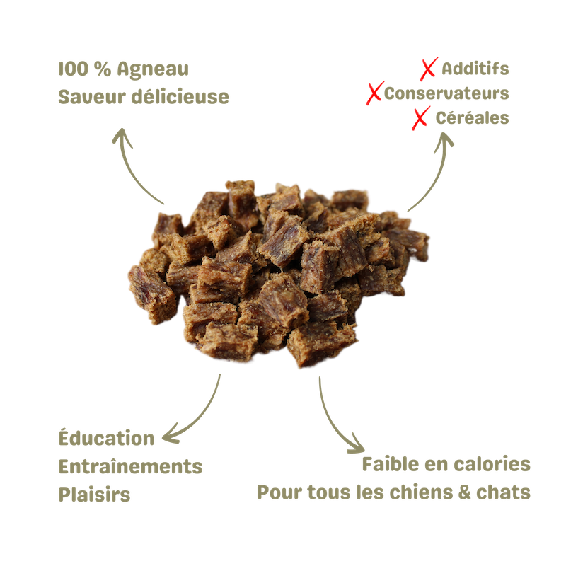 Friandise naturelle saine pour chien et chat délices d'agneau description