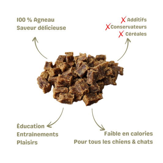 Friandise naturelle saine pour chien et chat délices d'agneau description
