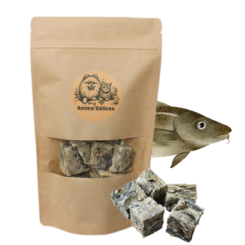 Friandise naturelle pour chien et chat délices de morue emballage