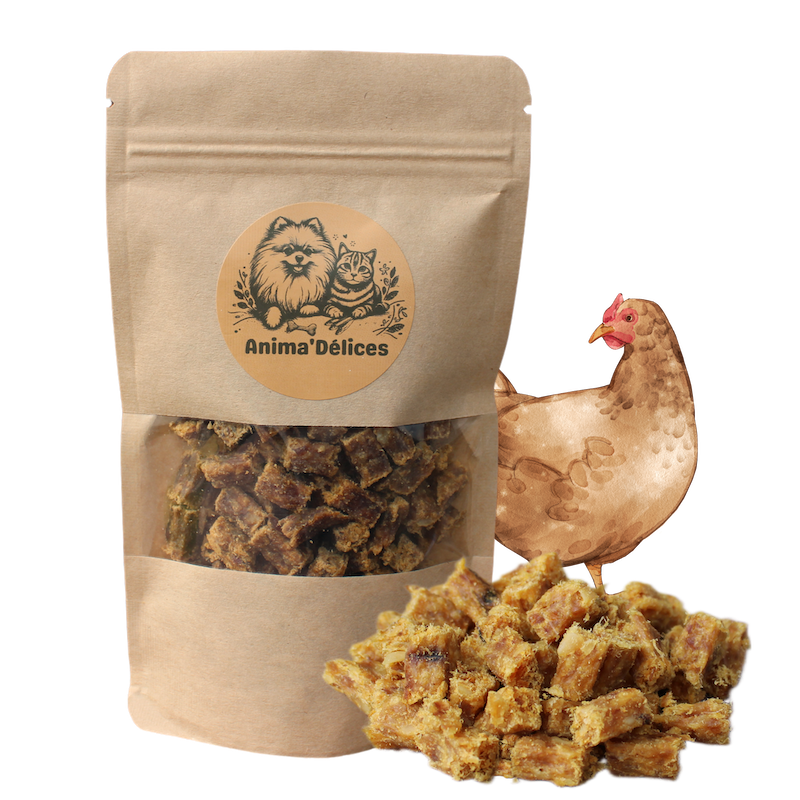 Friandise naturelle saine pour chien et chat délices de poulet emballage